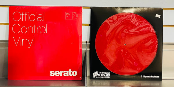 Serato 12” Red Vinyl & Dr. Suzuki 12” Red Slipmats (Pair)