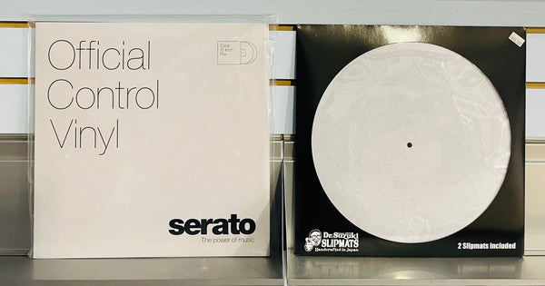 Serato 12” Clear Vinyl & Dr. Suzuki 12” White Slipmats (Pair)