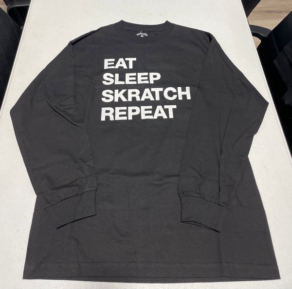 Beat Junkies Eat Sleep Skratch Repeat Long Sleeves Black Shirt (Size M)